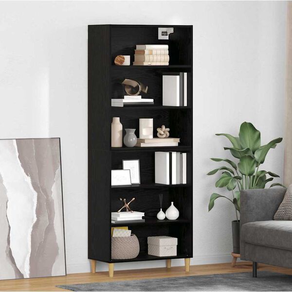 vidaXL Highboard &Mu;&alpha;ύ&rho;&eta; &Omicron;&xi;&upsilon;ά 69,5 x 32,5 x 180 &epsilon;&kappa; &Epsilon;&pi;&epsilon;&xi;&epsilon;&rho;&gamma;&alpha;&sigma;&mu;έ&nu;&omicron; &xi;ύ&lambda;&omicron;