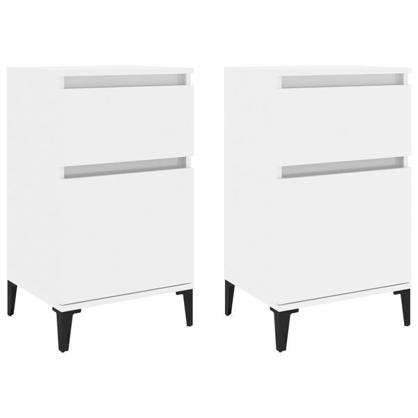 vidaXL Κομοδίνα 2 τεμ. Γυαλιστερό Λευκό 40x35x70 εκ.
