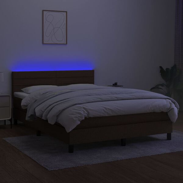 vidaXL &Kappa;&rho;&epsilon;&beta;ά&tau;&iota; Boxspring &mu;&epsilon; &Sigma;&tau;&rho;ώ&mu;&alpha; & LED &Sigma;&kappa;.&Kappa;&alpha;&phi;έ 140x190 &epsilon;&kappa; &Upsilon;&phi;&alpha;&sigma;&mu;ά&tau;&iota;&nu;&omicron;