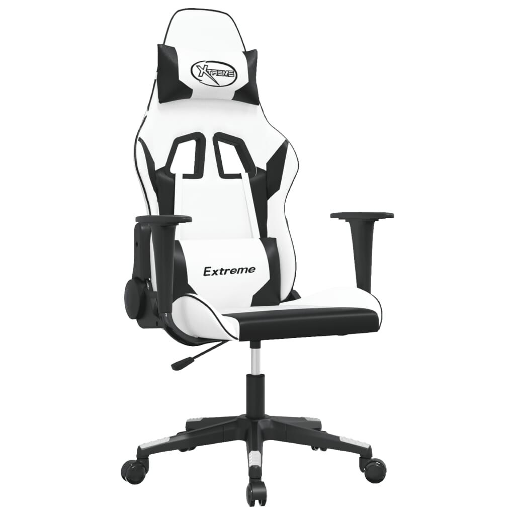 vidaXL Καρέκλα Gaming Μασάζ Λευκό/Μαύρο από Συνθετικό Δέρμα