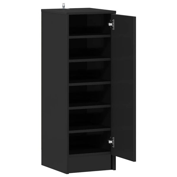 vidaXL Παπουτσοθήκη Γυαλιστερό Μαύρο 32 x 35 x 92 εκ. από Μοριοσανίδα