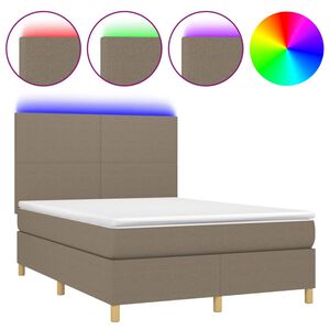 vidaXL &Kappa;&rho;&epsilon;&beta;ά&tau;&iota; Boxspring &mu;&epsilon; &Sigma;&tau;&rho;ώ&mu;&alpha; & LED Taupe 140x190 &epsilon;&kappa;. &Upsilon;&phi;&alpha;&sigma;&mu;ά&tau;&iota;&nu;&omicron;