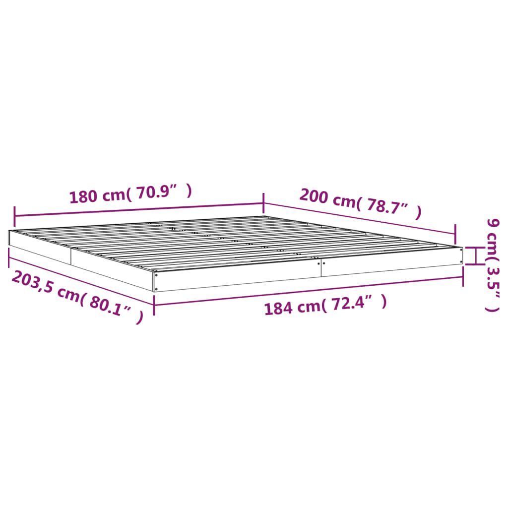 vidaXL Πλαίσιο Κρεβατιού 180x200 εκ. Μασίφ Πεύκο Super King