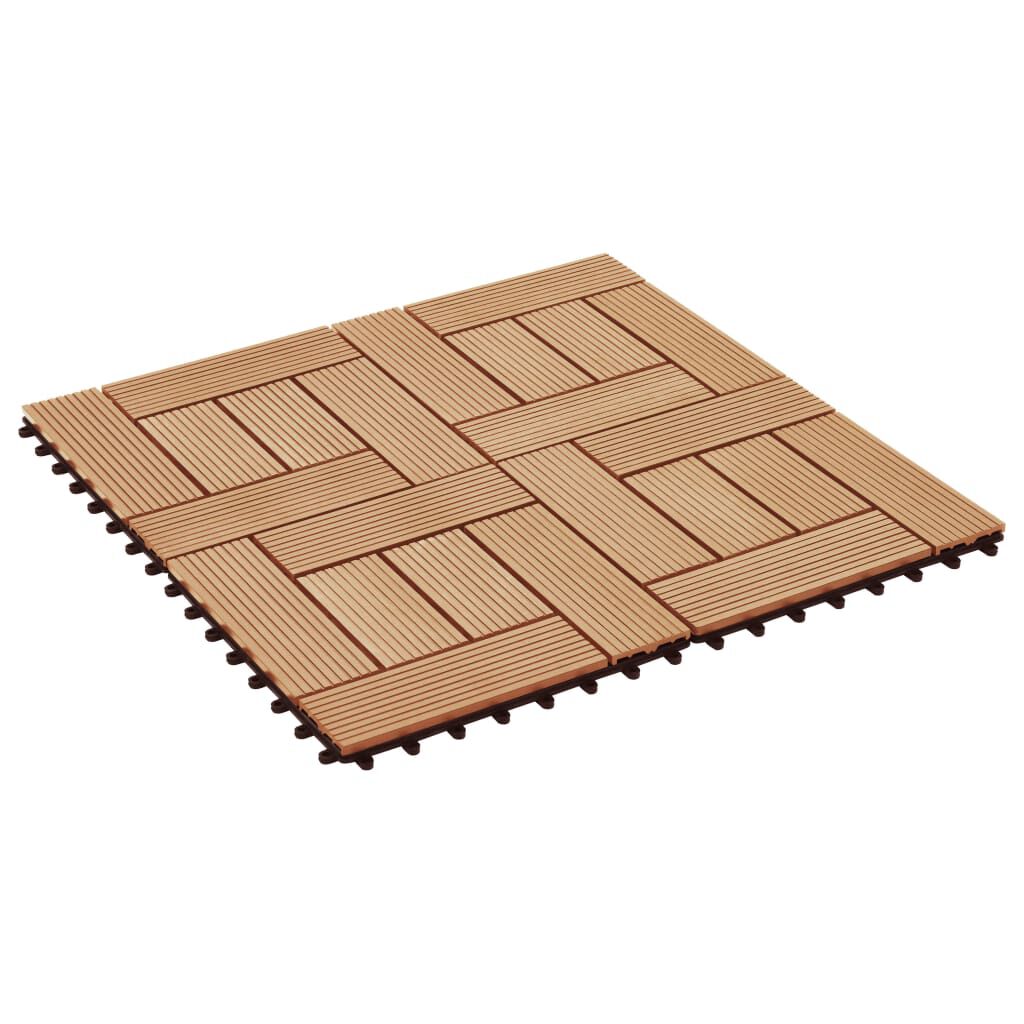 vidaXL Πλακάκια Deck 11 τεμ. Χρώμα Teak 30 x 30 εκ. 1 μ² από WPC
