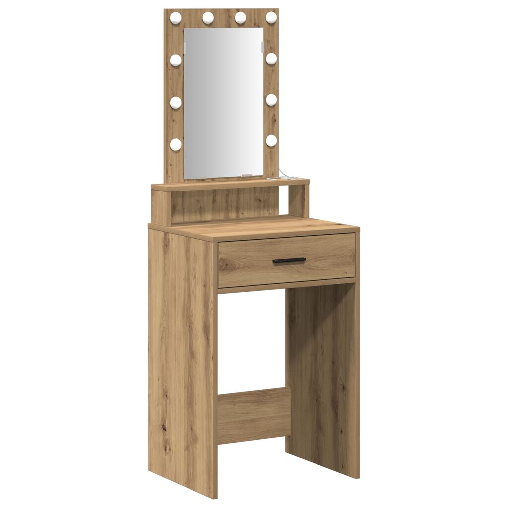 vidaXL Τραπέζι με LED Φώτα Δρυς Artisan 50x41x140 εκ.