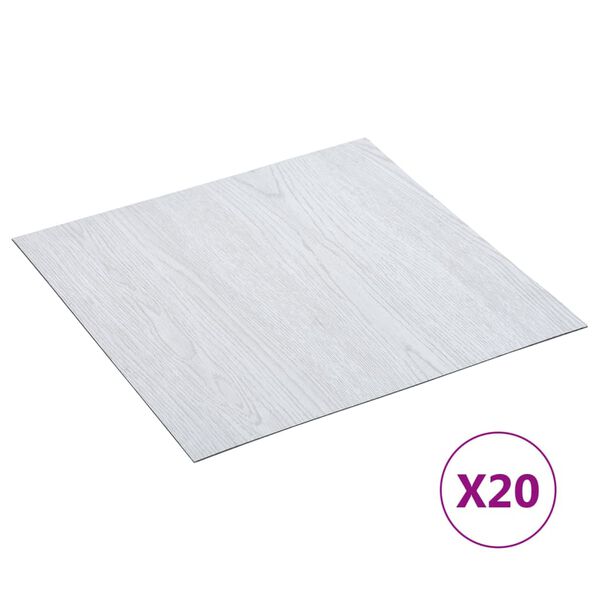 vidaXL Δάπεδο Αυτοκόλλητο Λευκό 20 τεμ. 1,86 μ² από PVC