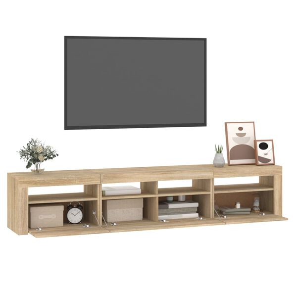 vidaXL Έπιπλο Τηλεόρασης με LED Sonoma Δρυς 210x35x40 εκ.
