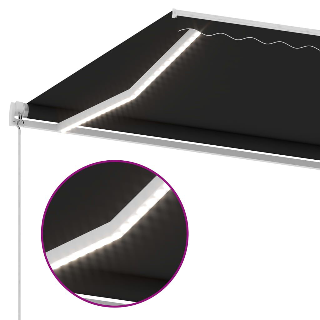 vidaXL Τέντα Συρόμενη Χειροκίνητη με LED Ανθρακί 500x350 εκ.
