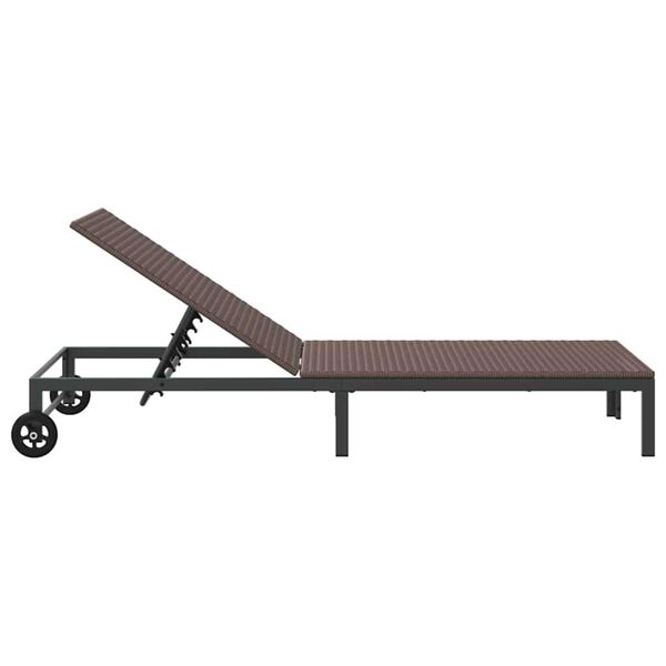 vidaXL Ήλιο-κρεβάτι 1-πρόσωπο Καφέ 60 x 200 x 27εκ συνθετικό ρατάν