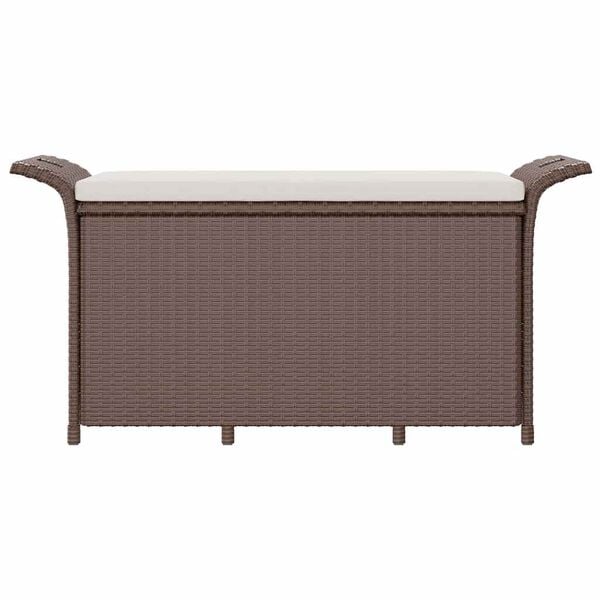 vidaXL Παγκάκι Κήπου με Μαξιλάρι Καφέ 116x46x57 εκ. από Συνθ. Ρατάν