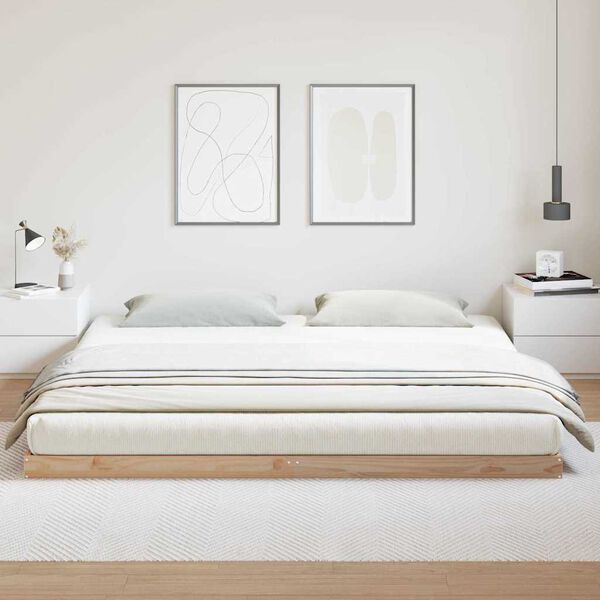 vidaXL Κρεβάτι δαπέδου Φυσικό 200 x 210 cm Μασίφ ξύλο πεύκου