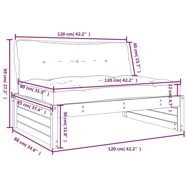 vidaXL Καναπές Μεσαίος Μελί 120 x 80 εκ. από Μασίφ Ξύλο Πεύκου