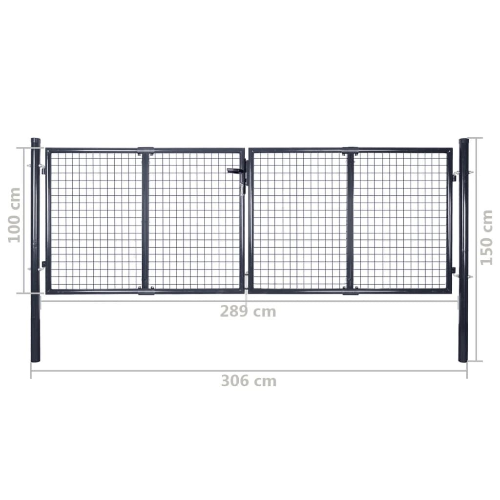 vidaXL Πόρτα Περίφραξης με Πλέγμα Γκρι 289 x 100 εκ. Γαλβαν. Χάλυβας