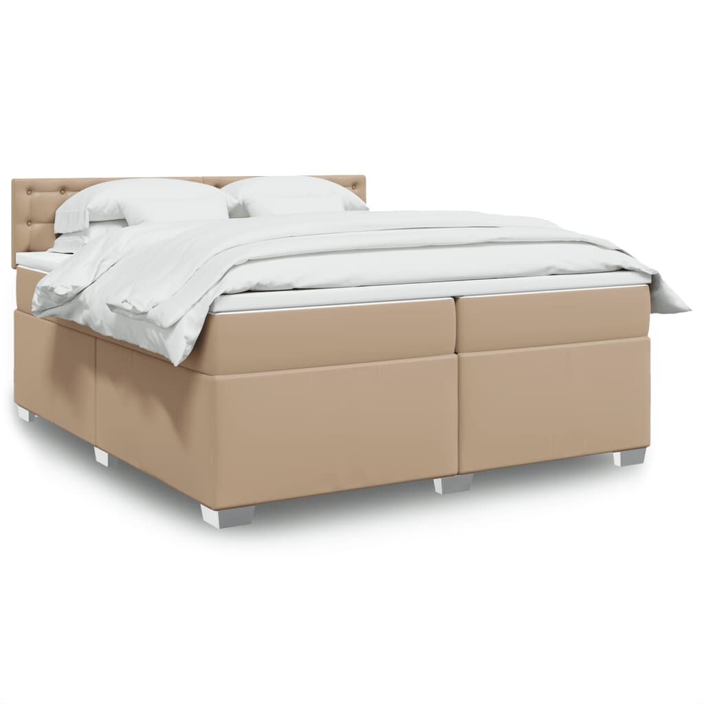 vidaXL Κρεβάτι Boxspring με Στρώμα Καπουτσίνο 200x200εκ.από Συνθ.Δέρμα