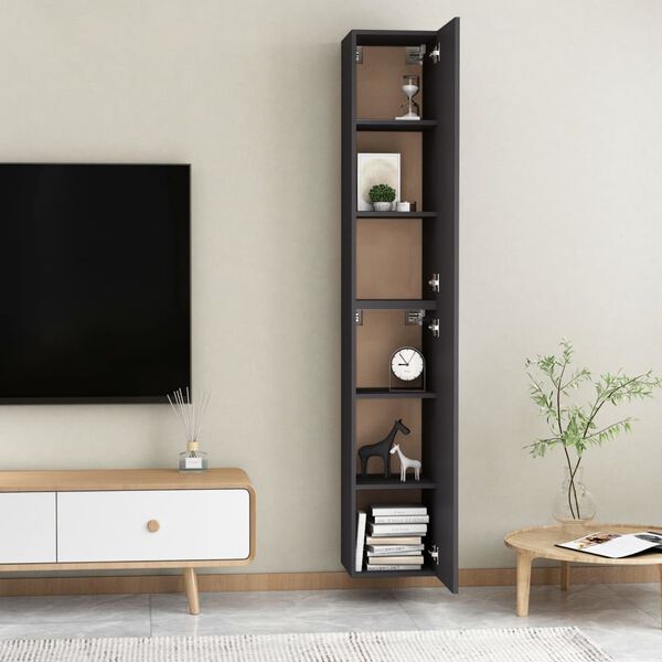 vidaXL Έπιπλα Τηλεόρασης 2 τεμ. Γκρι 30,5 x 30 x 90 εκ. από Επεξ. Ξύλο