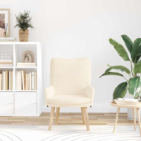 vidaXL Πολυθρόνα Κρεμ 63 x 67 x 94 εκ. Υφάσματος Sherpa