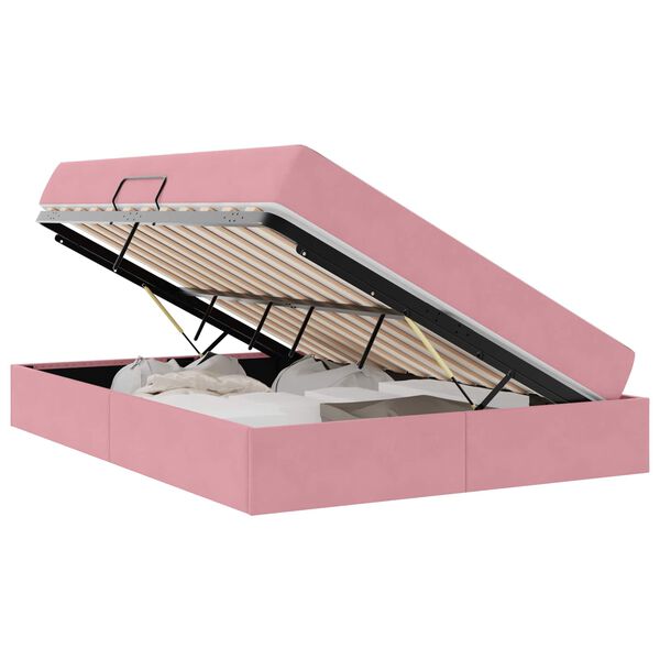 vidaXL Κρεβάτι με αποθηκευτικό χώρο και στρώμα Ροζ 140 x 200 cm