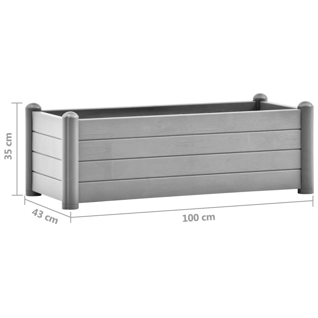 vidaXL Ζαρντινιέρα Υπερυψωμένη Γκρι 100 x 43 x 35 εκ. Πολυπροπυλένιο