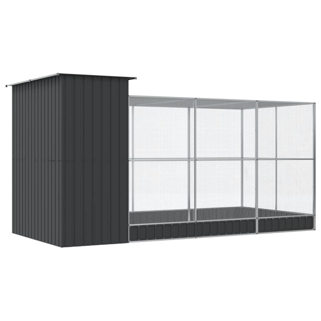 vidaXL Κλουβί με Επέκταση Ασημένιο 416x203x216 εκ. Ατσάλινο
