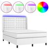 vidaXL Κρεβάτι Boxspring με Στρώμα & LED Λευκό 140x200 εκ. Συνθ. Δέρμα