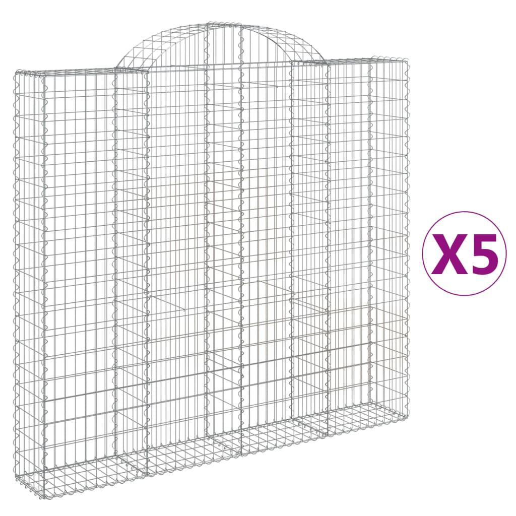 vidaXL Συρματοκιβώτια Τοξωτά 5 τεμ. 200x30x180/200 εκ. Γαλβαν. Ατσάλι