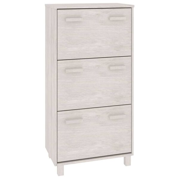vidaXL Παπουτσοθήκη HAMAR Λευκή 59,5x35x117 εκ. από Μασίφ Ξύλο Πεύκου
