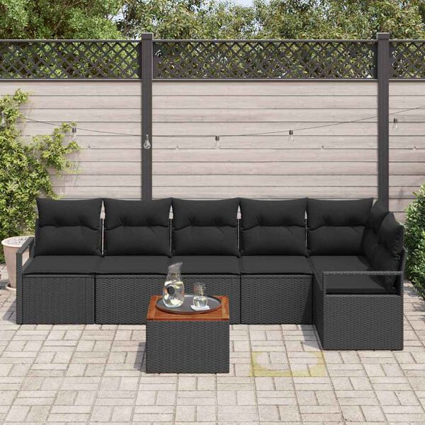 vidaXL Σετ Καναπέ Κήπου 7 pcs Μαύρο