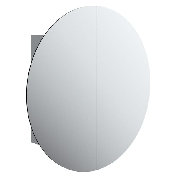 vidaXL Ντουλάπι Μπάνιου με Στρογγυλό Καθρέφτη/LED Γκρι 54x54x17,5 εκ.