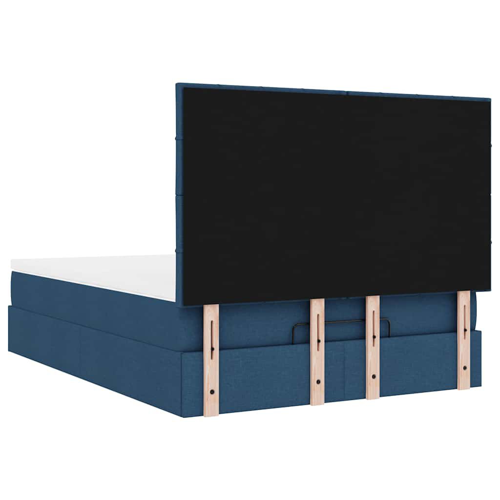 vidaXL Οθωμανικό κρεβάτι με στρώμα μπλε 140x190cm ύφασμα