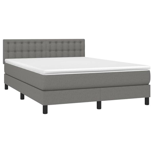 vidaXL Κρεβάτι Boxspring με Στρώμα Σκούρο Γκρι 140x190 εκ. Υφασμάτινο