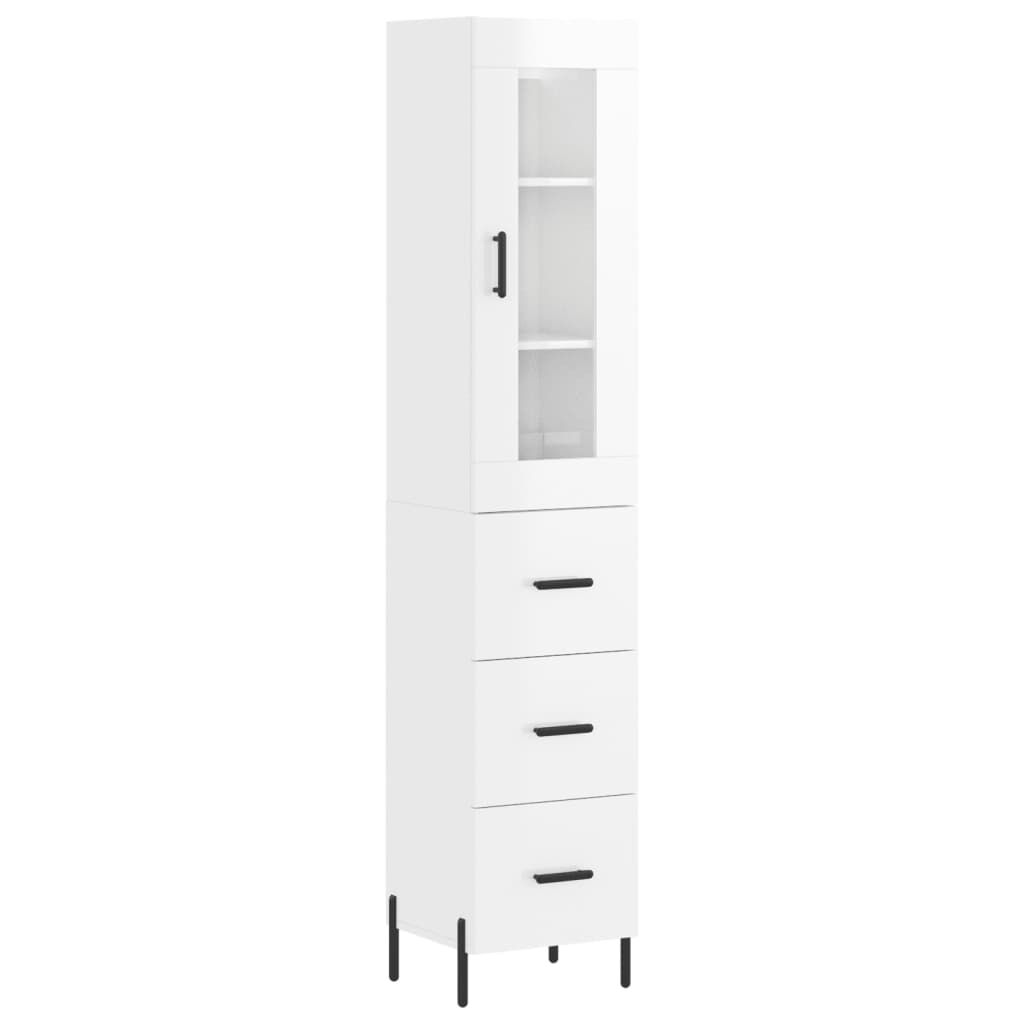 vidaXL Ντουλάπι Γυαλ. Λευκό 34,5 x 34 x 180 εκ. από Επεξεργασμένο Ξύλο