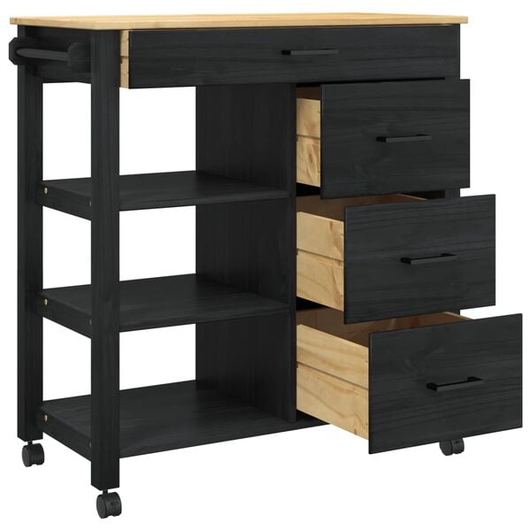 vidaXL Καρότσι Κουζίνας Μαύρο