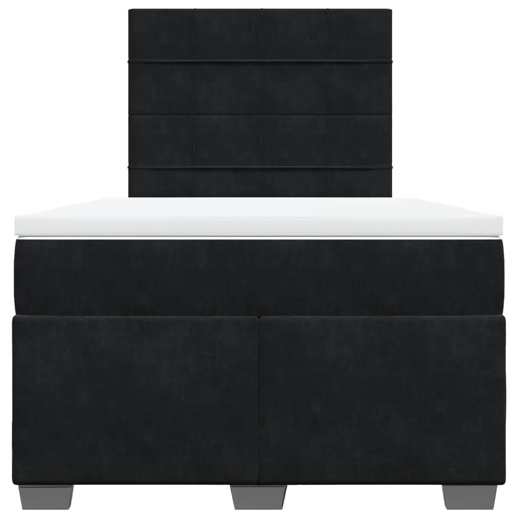 vidaXL Κρεβάτι Boxspring με Στρώμα Μαύρο 120 x 200 εκ. Βελούδινο