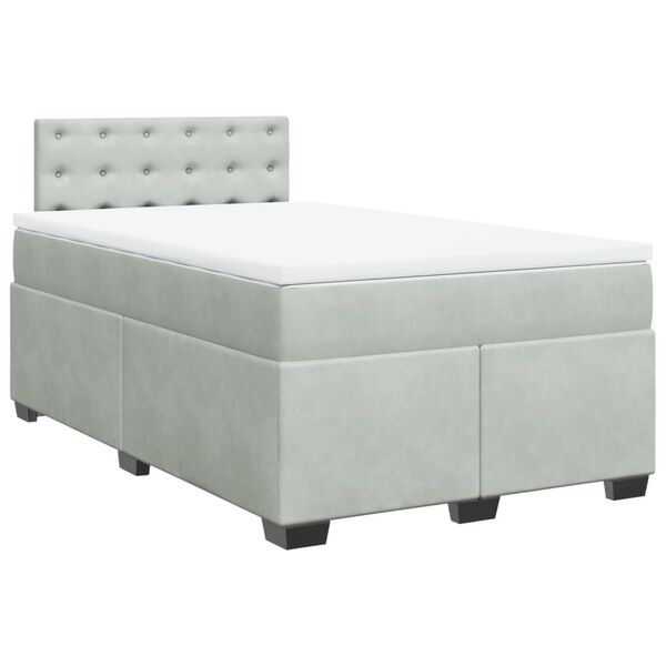 vidaXL Κρεβάτι Boxspring με Στρώμα Ανοιχτό Γκρι 120x200 εκ. Βελούδινο