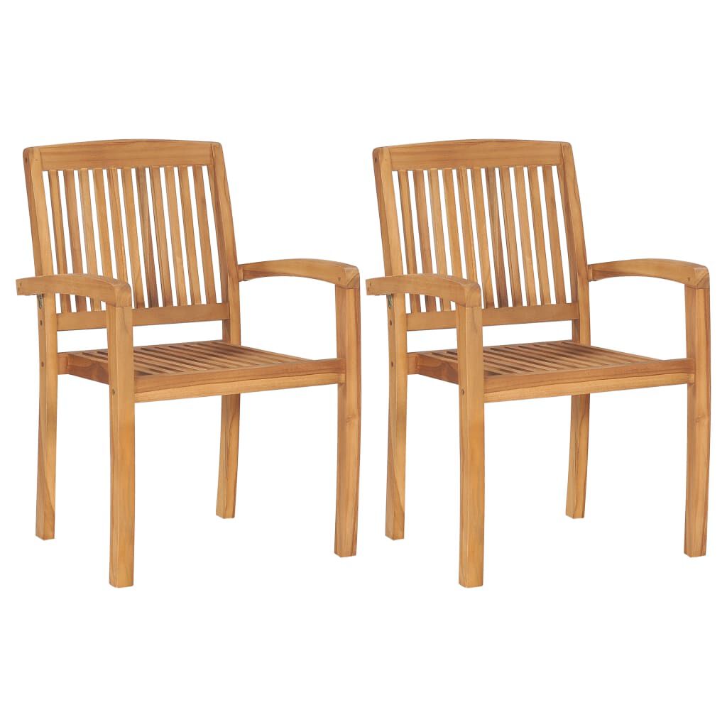 vidaXL Καρέκλες Κήπου 2 τεμ. από Μασίφ Ξύλο Teak με Taupe Μαξιλάρια