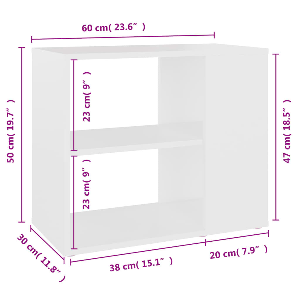 vidaXL Βοηθητικό Ντουλάπι Λευκό 60 x 30 x 50 εκ. από Επεξ. Ξύλο