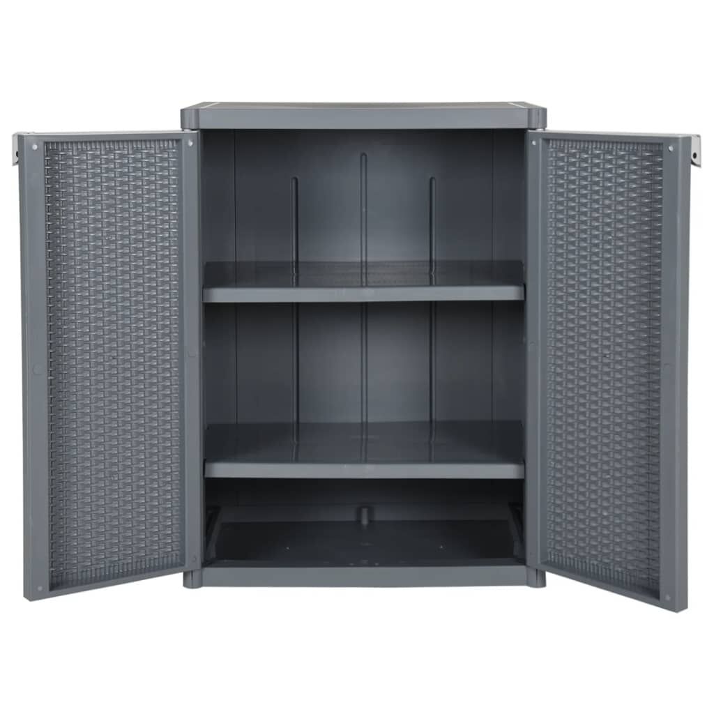vidaXL Ντουλάπι Αποθήκευσης Κήπου Γκρι 65x45x88 εκ. από Ρατάν PP