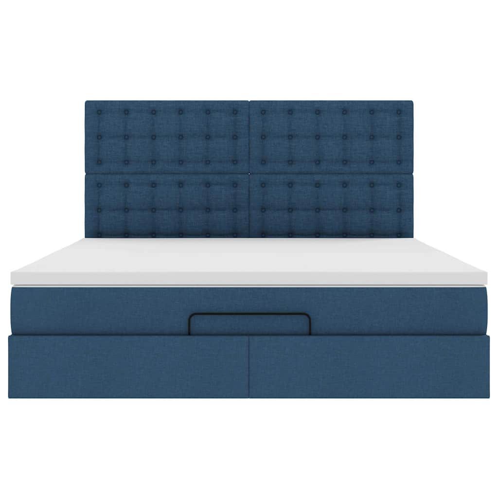 vidaXL Οθωμανικό κρεβάτι με στρώμα μπλε 180x200cm ύφασμα