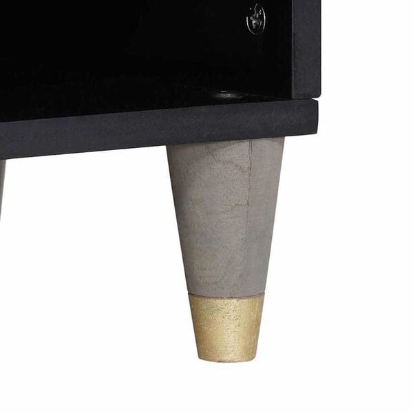 vidaXL Ντουλάπι TV Γκρι και Χρυσό 100 x 33.5 x 46 εκ Μασίφ ξύλο μάνγκο