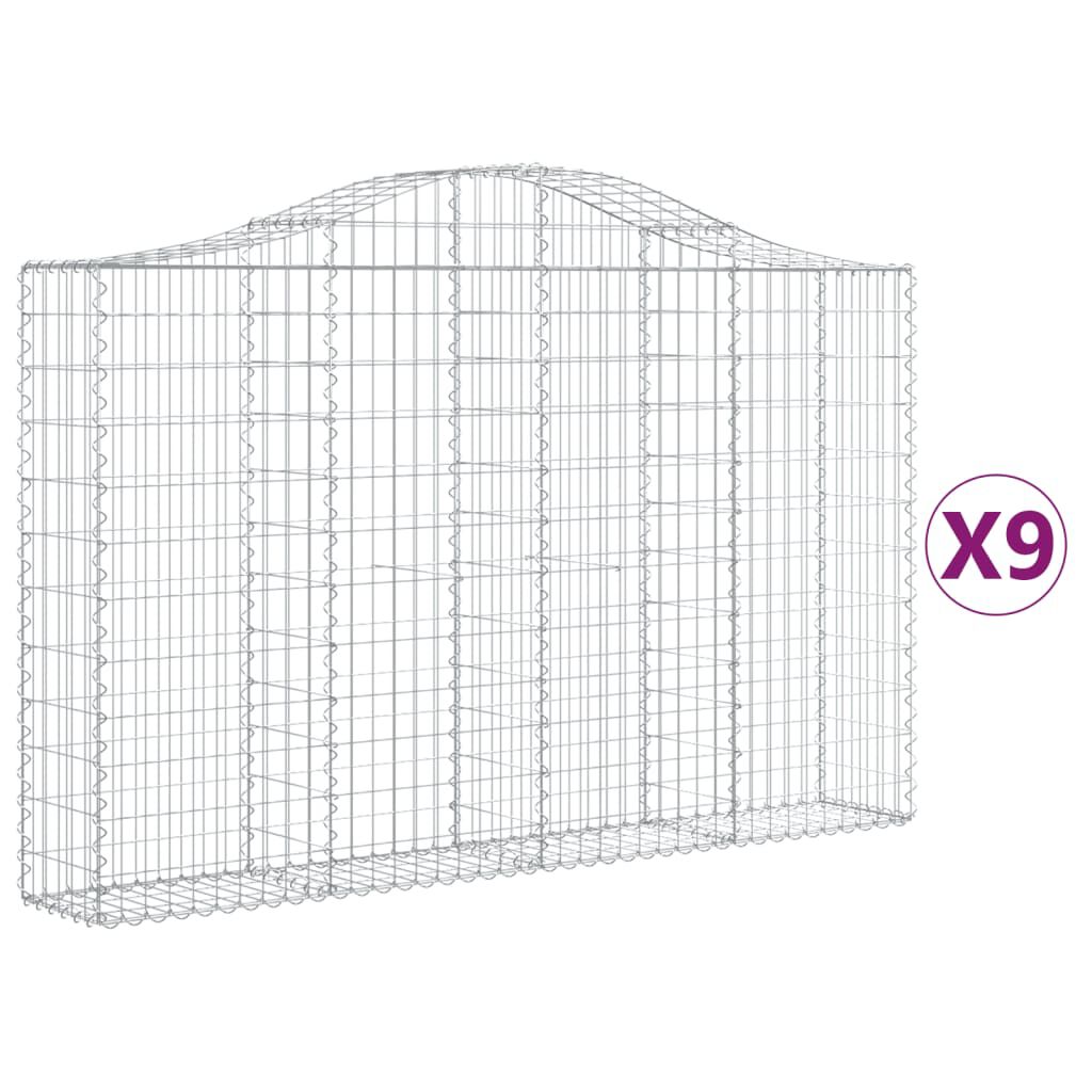 vidaXL Συρματοκιβώτια Τοξωτά 9 τεμ. 200x30x120/140 εκ. Γαλβαν. Ατσάλι