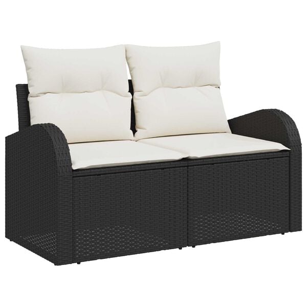 vidaXL Σετ Καναπέ Κήπου με αποθήκευση 7 pcs Μαύρο Πολυ ράταν