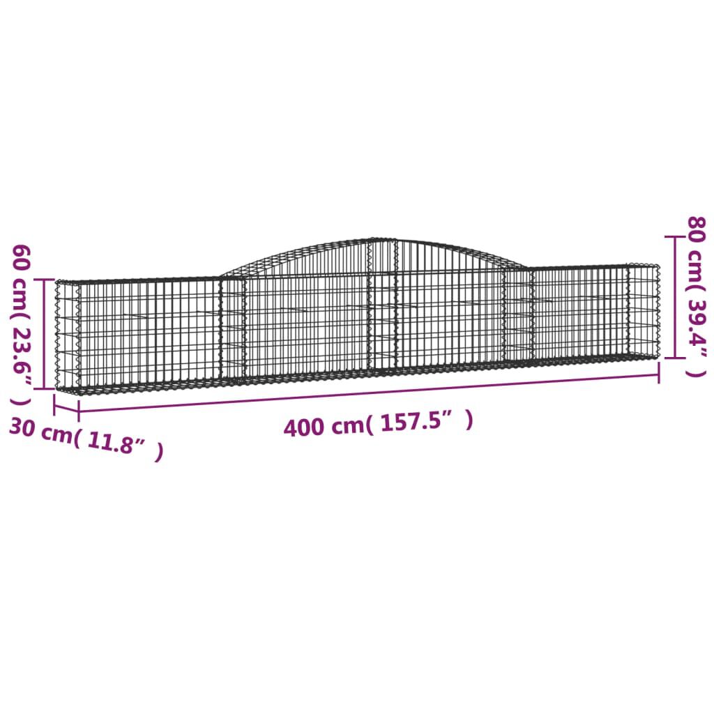vidaXL Συρματοκιβώτια Τοξωτά 6 τεμ. 400x30x60/80 εκ. Γαλβαν. Ατσάλι