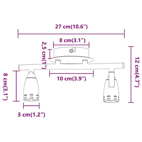 vidaXL Σποτ οροφής Ματ νικέλ 27 x 14 x 12 εκ Ατσάλι