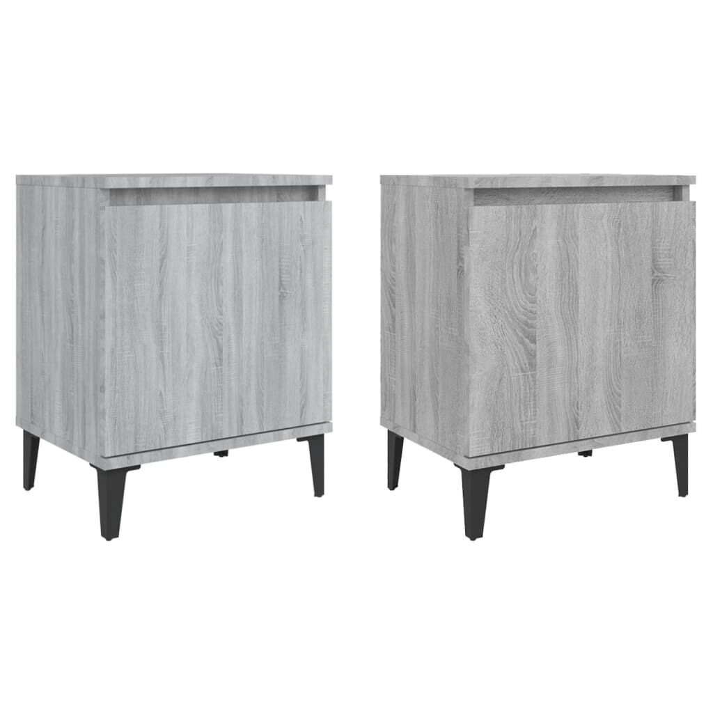 vidaXL Κομοδίνα Γκρι Sonoma 40 x 30 x 50 εκ. με Μεταλλικά Πόδια