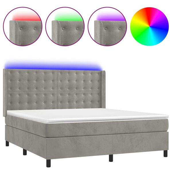 vidaXL &Kappa;&rho;&epsilon;&beta;ά&tau;&iota; Boxspring &mu;&epsilon; &Sigma;&tau;&rho;ώ&mu;&alpha; & LED &Alpha;&nu;.&Gamma;&kappa;&rho;&iota; 180x200 &epsilon;&kappa;. &Beta;&epsilon;&lambda;&omicron;ύ&delta;&iota;&nu;&omicron;