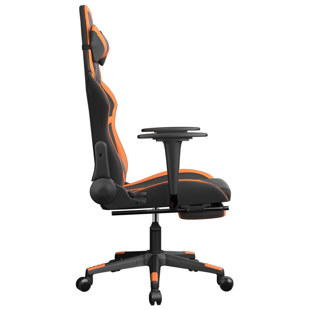 vidaXL Καρέκλα Gaming Μασάζ Υποπόδιο Μαύρο/Πορτοκαλί Συνθετικό Δέρμα