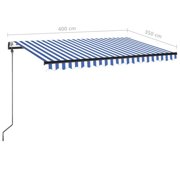 vidaXL Τέντα Συρόμενη Αυτόματη Μπλε / Λευκό 400 x 350 εκ.