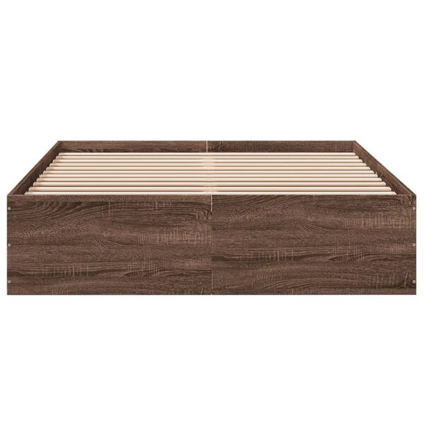 vidaXL Πλαίσιο Κρεβατιού Καφέ Δρυς 135x190 εκ. Επεξεργασμένο Ξύλο