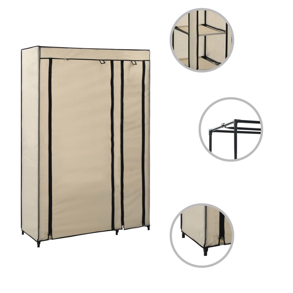 vidaXL Ντουλάπα Αναδιπλούμενη Κρεμ 110 x 45 x 175 εκ. Υφασμάτινη