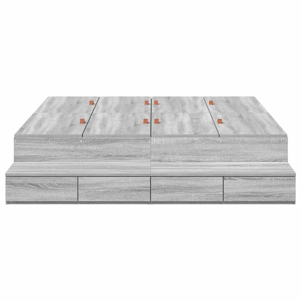 vidaXL Κρεβάτι με αποθηκευτικό χώρο Γκρι sonoma 226.5 x 140 x 31.5 εκ.